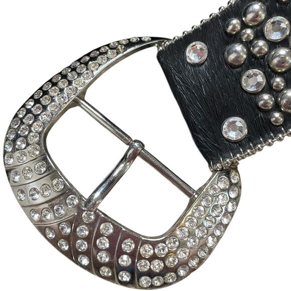 B.B. SIMON Fur and Crystal Embellished Western Belt Size Large - Picture 3 of 15